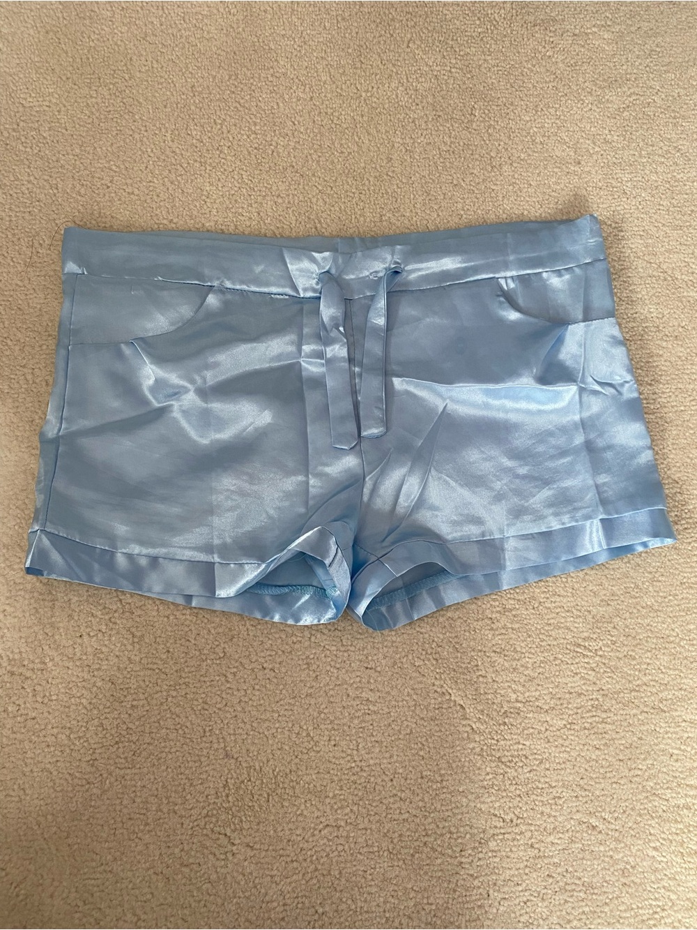 Blue Satin Lounge Shorts